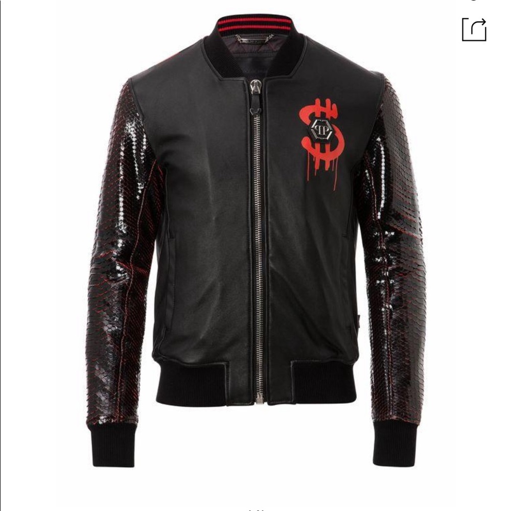 Philipp Plein leather bomber “money and python”